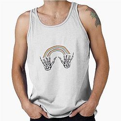 1D Louis Tomlinson Rainbow Skull Hands Tank Top