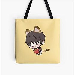 Love and Deep Space Caleb Apple Kitty All Over Print Tote Bag
