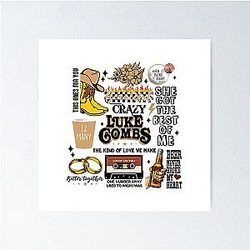 Luke Combs Vintage Cowboy Country Music Poster
