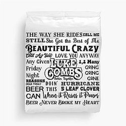 Luke Combs Song Title Collage Duvet Cover