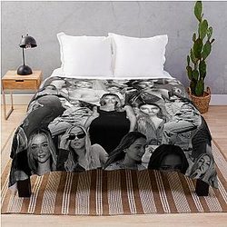 Madelyn Cline Super Fine Black & White Aesthetic Collage Throw Blanket
