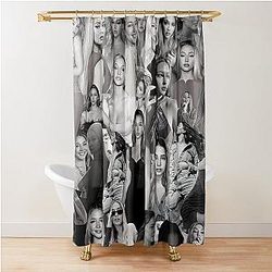Madelyn Cline Super Fine Black White Aesthetic Collage Shower Curtain