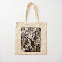 Madelyn Cline Super Fine Black and White Aesthetic Collage Cotton Tote Bag