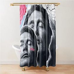 Mads Mikkelsen Sky and Rose Love Collage Shower Curtain
