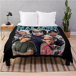 Malachi Barton Retro Hero Collage Bold Fan Art Aesthetic Throw Blanket