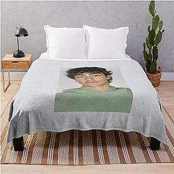 Malachi Barton Soft Aesthetic Portrait Youthful Editorial Art Style Throw Blanket