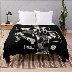 Malachi Barton Edit Retro Monochrome Fan Art Collage Throw Blanket
