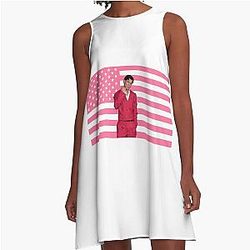 Malachi Barton Pink Flag Pop Art A-Line Dress