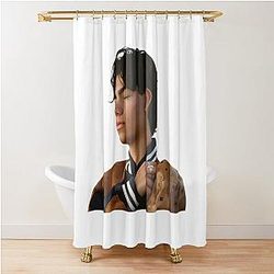 Malachi Barton Merch: sticker pack, posters, hard cover journal, mug, tote bag, etc - Pinterest - Aesthetic Malachi Barton Fan Art Shower Curtain
