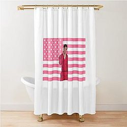 Malachi Barton Pink Flag Pop Art Bold Modern Aesthetic Design Shower Curtain
