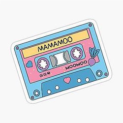 MAMAMOO Moomoo Cute Retro Pastel Cassette Tape Blue Pink Sticker
