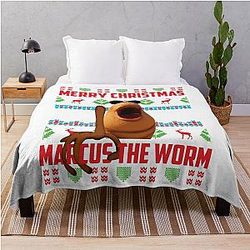 Marcus the Worm Ugly Christmas Meme Throw Blanket