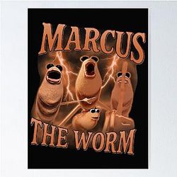 Marcus the Worm Cartoon Art Poster revolves, Marcus the Worm Cartoon Poster 
Marcus the Worm Cartoon Art Poster