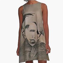 Marilyn Manson Fine Art Portrait - Dark Gothic Marilyn Manson A-Line Dress