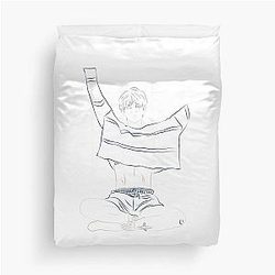 Mark Tuan magazine photoshoot line art Duvet Cover