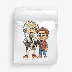 Movie Legends: Doc Brown and Marty McFly Duvet Cover