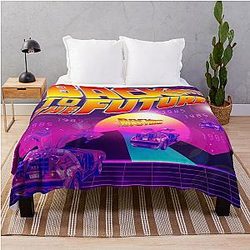 Back to the Future with Delorean by Marty McFly, Officially Licensed Fan Art Throw Blanket