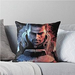 Commander Shepard: Normandy's Last Stand in Mass Effect Galaxy Throw Pillow