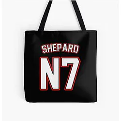 Commander Shepard Jersey - Mass Effect Athletic Jersey with White Lettering All Over Print Tote Bag