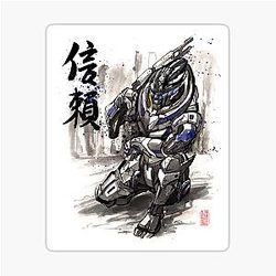 Mass Effect Garrus Sumi style with Japanese Calligraphy Sticker
