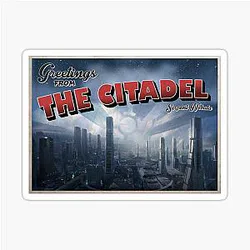 Mass Effect Inspired Greetings from the Citadel Vintage Retro Postcard Weathered Design Sticker