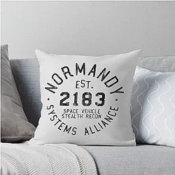 SSV Normandy Athletic Shirt Mass Effect Athletic Style Black Print Throw Pillow