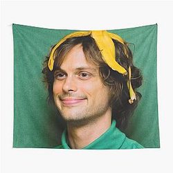 Matthew Gray Gubler with a Banana Tapestry