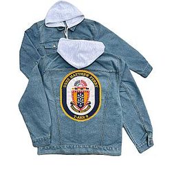 Take usn Matthew Perry embroidered patch hood jacket Blue