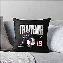 USA Matthew Tkachuk 19 Hockey Cartoon Throw Pillow