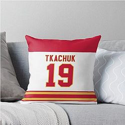 Calgary Flames Matthew Tkachuk Away Jersey Throw Pillow