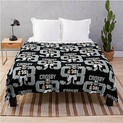 Maxx Crosby Pixel Art Football Tribute in Silver and Black Throw Blanket
