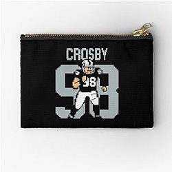 Maxx Crosby Pixel Art Football Tribute in Silver and Black Zipper Pouch