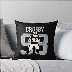Maxx Crosby Pixel Art Football Tribute Silver Black Throw Pillow