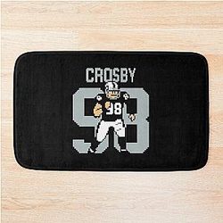 Maxx Crosby Pixel Art Football Tribute in Silver and Black Bath Mat