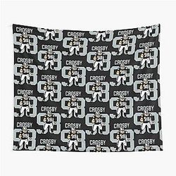 Max Crosby Pixel Art Football Tribute in Silver and Black Tapestry