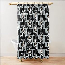 Max Crosby Pixel Art Football Tribute Silver Black Shower Curtain