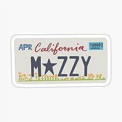 Mazzy Star California License Plate Sticker