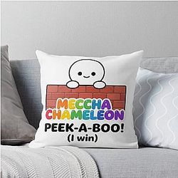 Meccha Chameleon Peekboo I Win Throw Pillow