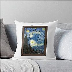 Meccha Chameleon Van Gogh Starry Night Throw Pillow