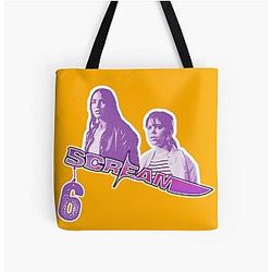Scream 6 Melissa Barrera Sam Carpenter Jenna Ortega Tara Carpenter scary horror movie graphic design by ironpalette All Over Print Tote Bag