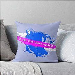 Scream 6 Melissa Barrera (Sam Carpenter) Jenna Ortega (Tara Carpenter) scary horror movie throw pillow
