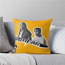 Scream 6 Melissa Barrera (Sam Carpenter) - Jenna Ortega (Tara Carpenter) Scary Horror Movie Throw Pillow