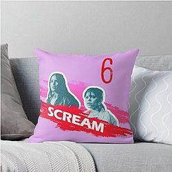 Scream 6 Melissa Barrera (Sam Carpenter) Jenna Ortega (Tara Carpenter) scary horror movie graphic design by ironpalette Throw Pillow