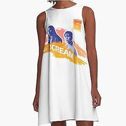 Scream 6 Melissa Barrera as Sam Carpenter Jenna Ortega as Tara Carpenter scary horror movie A-Line Dress by ironpalette