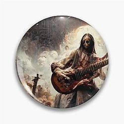 Zombie Jesus Titan Playing a Metallica Guitar Pin