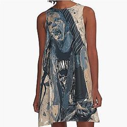 James Hetfield Metallica Fanart Illustration, GOLPEVISUAL Metal Collection A-Line Dress