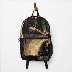 Zombie Jesus playing metal guitar backpack