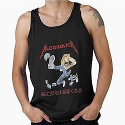Alcoholica Young James Hetfield Metallica Cartoon Illustration Tank Top