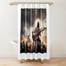 Zombie Jesus Titan Playing Metallica on Guitar Shower Curtain