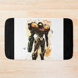 Metroid Samus Aran Prime Hunter Watercolor Sketch Bath Mat
